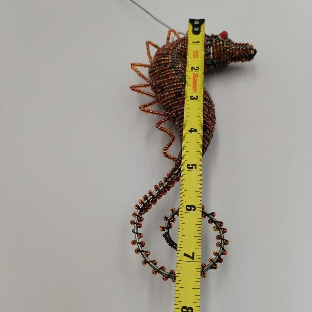Beaded Wire Marine Life Fish Seahorse Ornaments Lot 3 Coastal Home Decor Folk